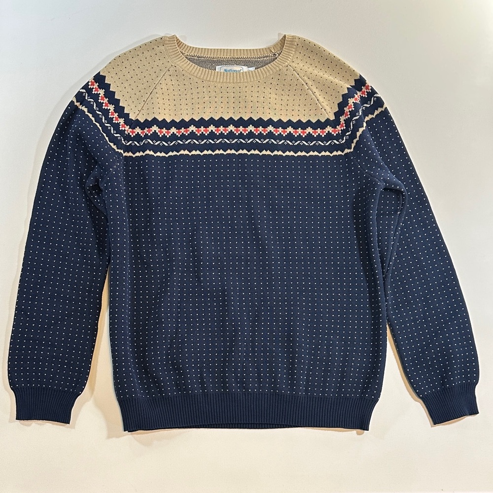 National Navy, Beige & Red Crewneck Sweater NWT Size XL